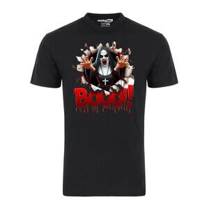Halloween Horror Booo The Nun 1 Distressed Graphic Tee Shirt